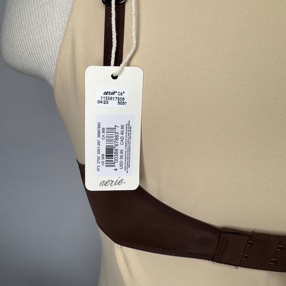 Smoothez Aerie Bra Full Coverage Sheer Mesh Unlined Underwire Dark Brown 36B NEW - Picture 4 of 6